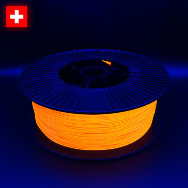 3DFilstore Neon Orange, in UV-Bestrahlung